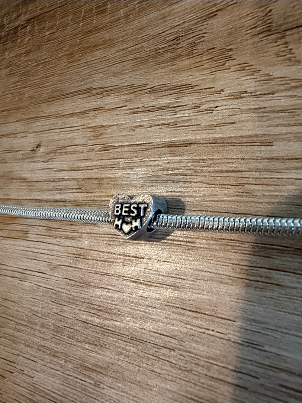 Sterling Silver 'Best Mom’ Heart Bead